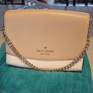 Kate Spade Tan and White Crossbody Bag